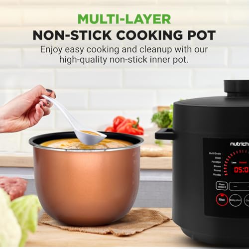 NutriChef Electric Pressure Cooker 6 Quart Capacity | 9 Function Digital Countertop Pressure Cooker | Adjustable Time & Temperature | Cook, Bake, Steam, Broil, & Braise | 13.1 x 11.4 IN | Black - My Kitchen Products