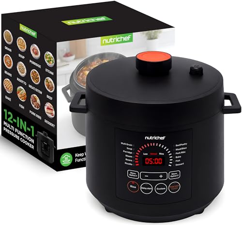 NutriChef Electric Pressure Cooker 6 Quart Capacity | 9 Function Digital Countertop Pressure Cooker | Adjustable Time & Temperature | Cook, Bake, Steam, Broil, & Braise | 13.1 x 11.4 IN | Black - My Kitchen Products