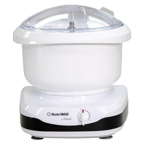 NutriMill Artiste Kitchen Electric Stand Mixer 500 Watt 6.5 Quart Bowl with Dough Hook & Wire Whips (Black Trim) - My Kitchen Products