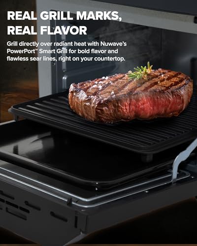 Nuwave 2026 Air Fryer Oven & Grill Comb, Plug-in Powered Grill Plate for True Char Flavor & Marks, 2-Layer Glass Door, Cooler Exterior, 150 Presets, Temp Probe, 500°F, Stainless Steel, 700/1500/1800W - My Kitchen Products