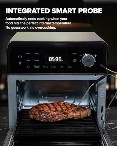 Nuwave 2026 Air Fryer Oven & Grill Comb, Plug-in Powered Grill Plate for True Char Flavor & Marks, 2-Layer Glass Door, Cooler Exterior, 150 Presets, Temp Probe, 500°F, Stainless Steel, 700/1500/1800W - My Kitchen Products