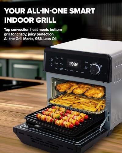 Nuwave 2026 Air Fryer Oven & Grill Comb, Plug-in Powered Grill Plate for True Char Flavor & Marks, 2-Layer Glass Door, Cooler Exterior, 150 Presets, Temp Probe, 500°F, Stainless Steel, 700/1500/1800W - My Kitchen Products