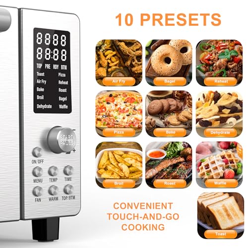 Nuwave Bravo Air Fryer Toaster Smart Oven, 10-in-1 Countertop Convection, 1800 Watts, 21-Qt Capacity, 50°-450°F Temp Controls, Top and Bottom Heater Adjustments 0%-100%, PFAS Free, Stainless Steel - My Kitchen Products