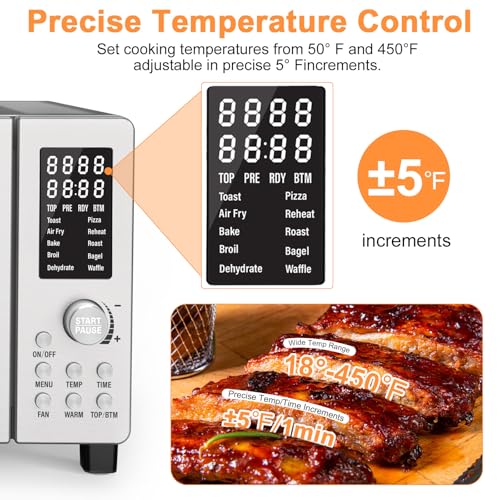 Nuwave Bravo Air Fryer Toaster Smart Oven, 10-in-1 Countertop Convection, 1800 Watts, 21-Qt Capacity, 50°-450°F Temp Controls, Top and Bottom Heater Adjustments 0%-100%, PFAS Free, Stainless Steel - My Kitchen Products