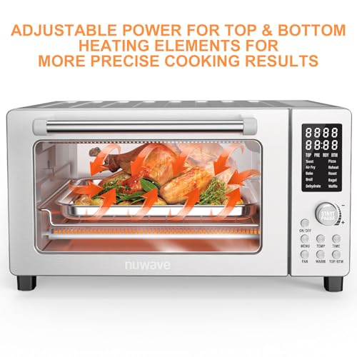 Nuwave Bravo Air Fryer Toaster Smart Oven, 10-in-1 Countertop Convection, 1800 Watts, 21-Qt Capacity, 50°-450°F Temp Controls, Top and Bottom Heater Adjustments 0%-100%, PFAS Free, Stainless Steel - My Kitchen Products