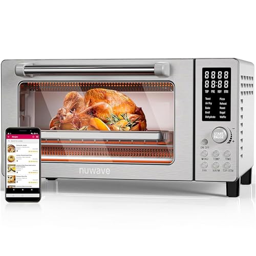 Nuwave Bravo Air Fryer Toaster Smart Oven, 10-in-1 Countertop Convection, 1800 Watts, 21-Qt Capacity, 50°-450°F Temp Controls, Top and Bottom Heater Adjustments 0%-100%, PFAS Free, Stainless Steel - My Kitchen Products