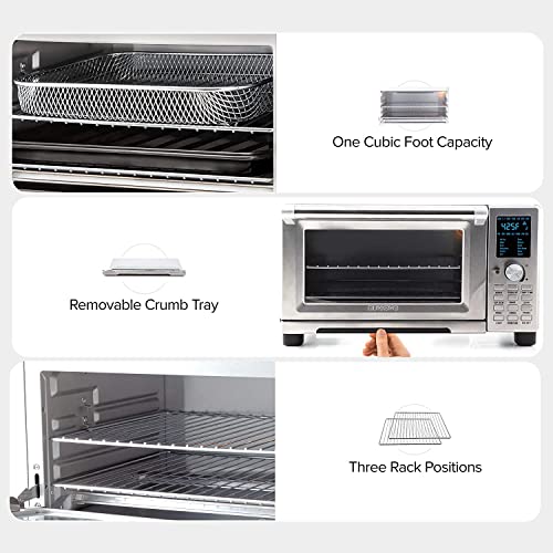 Nuwave Bravo Air Fryer Toaster Smart Oven, 12-in-1 Countertop Convection, 30-QT XL Capacity, 50°-500°F Controls, Top and Bottom Heater Adjustments 0%-100%, Brushed Stainless Steel Look (Renewed) - My Kitchen Products