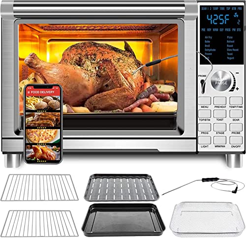 Nuwave Bravo Air Fryer Toaster Smart Oven, 12-in-1 Countertop Convection, 30-QT XL Capacity, 50°-500°F Controls, Top and Bottom Heater Adjustments 0%-100%, Brushed Stainless Steel Look (Renewed) - My Kitchen Products