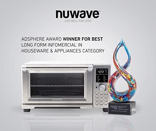 Nuwave Bravo Air Fryer Toaster Smart Oven, 12-in-1 Countertop Convection, 30-QT XL Capacity, 50°-500°F Temperature Controls, Top and Bottom Heater Adjustments 0%-100%, Brushed Stainless Steel Look - My Kitchen Products