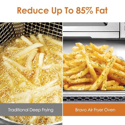 Nuwave Bravo Air Fryer Toaster Smart Oven, 12-in-1 Countertop Convection, 30-QT XL Capacity, 50°-500°F Temperature Controls, Top and Bottom Heater Adjustments 0%-100%, Brushed Stainless Steel Look - My Kitchen Products