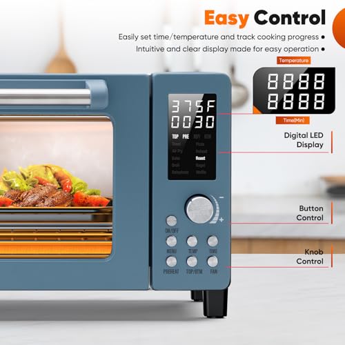 Nuwave Bravo Pro Convection Air Fryer Toaster Oven Combo, 2025 New and Improved, 10-in-1, 50°-450°F Temp Controls, Quick & Even Crisp Technology, 21Qt Capacity, Cozy Blue, PFAS Free - My Kitchen Products