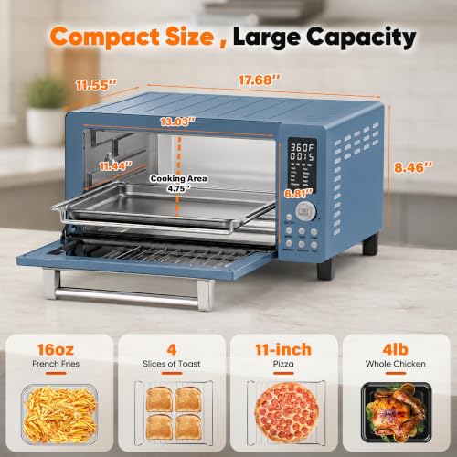 Nuwave Bravo Pro Convection Air Fryer Toaster Oven Combo, 2025 New and Improved, 10-in-1, 50°-450°F Temp Controls, Quick & Even Crisp Technology, 21Qt Capacity, Cozy Blue, PFAS Free - My Kitchen Products