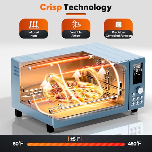Nuwave Bravo Pro Convection Air Fryer Toaster Oven Combo, 2025 New and Improved, 10-in-1, 50°-450°F Temp Controls, Quick & Even Crisp Technology, 21Qt Capacity, Cozy Blue, PFAS Free - My Kitchen Products