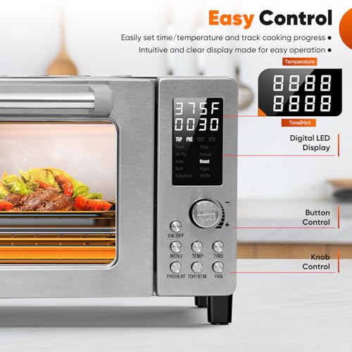 Nuwave Bravo Pro Convection Air Fryer Toaster Oven Combo, 2025 New and Improved, 10-in-1, 50°-450°F Temp Controls, Quick & Even Crisp Technology, 21Qt Capacity, Stainless Steel, PFAS Free - My Kitchen Products