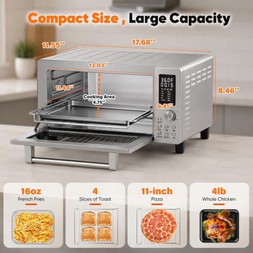 Nuwave Bravo Pro Convection Air Fryer Toaster Oven Combo, 2025 New and Improved, 10-in-1, 50°-450°F Temp Controls, Quick & Even Crisp Technology, 21Qt Capacity, Stainless Steel, PFAS Free - My Kitchen Products