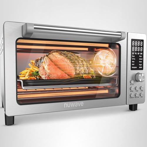 Nuwave Bravo Pro Smart 21QT Toaster Oven Air Fryer Combo, Convection Oven Countertop, 10 functions all in 1, with even & quick crisp technology, 50-450°F, 1800W, Stainless Steel - My Kitchen Products