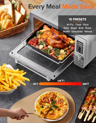 Nuwave Bravo Pro Smart 21QT Toaster Oven Air Fryer Combo, Convection Oven Countertop, 10 functions all in 1, with even & quick crisp technology, 50-450°F, 1800W, Stainless Steel - My Kitchen Products