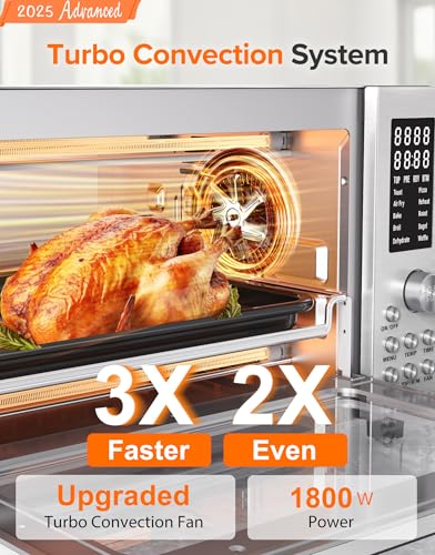 Nuwave Bravo Pro Smart 21QT Toaster Oven Air Fryer Combo, Convection Oven Countertop, 10 functions all in 1, with even & quick crisp technology, 50-450°F, 1800W, Stainless Steel - My Kitchen Products