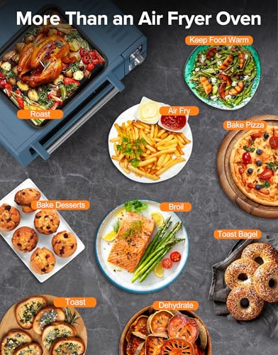 Nuwave Bravo Pro Smart Air Fryer Toaster Oven Combo, Airfryer Convection Oven Countertop, 10-in-1 Functions with Quicker & Even Crisp Technology, 1800W, 50-450°F, PFAS-Free, 21QT, Cozy Blue - My Kitchen Products