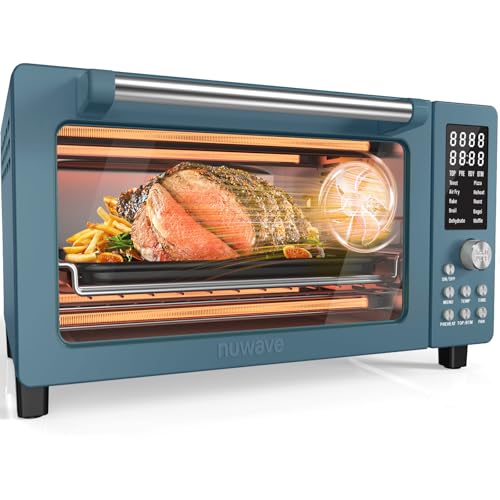 Nuwave Bravo Pro Smart Air Fryer Toaster Oven Combo, Airfryer Convection Oven Countertop, 10-in-1 Functions with Quicker & Even Crisp Technology, 1800W, 50-450°F, PFAS-Free, 21QT, Cozy Blue - My Kitchen Products
