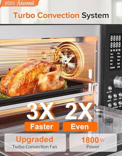 Nuwave Bravo Pro Smart Air Fryer Toaster Oven Combo, Airfryer Convection Oven Countertop, 10-in-1 Functions with Quicker & Even Crisp Technology, 1800W, 50-450°F, PFAS-Free, 21QT, Black - My Kitchen Products