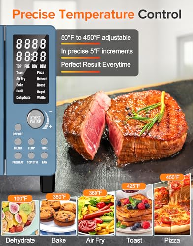 Nuwave Bravo Pro Smart Air Fryer Toaster Oven Combo, Airfryer Convection Oven Countertop, 10-in-1 Functions with Quicker & Even Crisp Technology, 1800W, 50-450°F, PFAS-Free, 21QT, Cozy Blue - My Kitchen Products