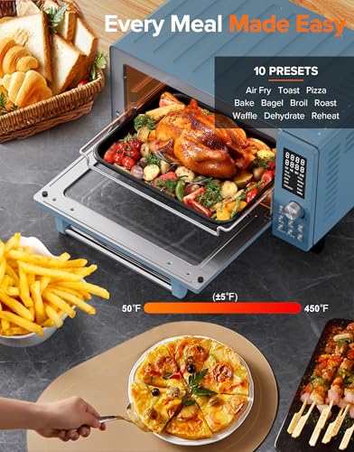 Nuwave Bravo Pro Smart Air Fryer Toaster Oven Combo, Airfryer Convection Oven Countertop, 10-in-1 Functions with Quicker & Even Crisp Technology, 1800W, 50-450°F, PFAS-Free, 21QT, Cozy Blue - My Kitchen Products