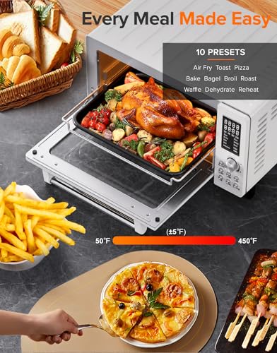 Nuwave Bravo Pro Smart Air Fryer Toaster Oven Combo, Airfryer Convection Oven Countertop, 10-in-1 Functions with Quicker & Even Crisp Technology, 1800W, 50-450°F, PFAS-Free, 21QT, Vanilla Cream - My Kitchen Products