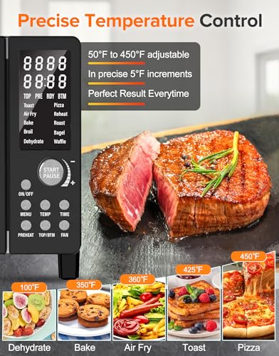 Nuwave Bravo Pro Smart Air Fryer Toaster Oven Combo, Airfryer Convection Oven Countertop, 10-in-1 Functions with Quicker & Even Crisp Technology, 1800W, 50-450°F, PFAS-Free, 21QT, Black - My Kitchen Products