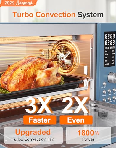 Nuwave Bravo Pro Smart Air Fryer Toaster Oven Combo, Airfryer Convection Oven Countertop, 10-in-1 Functions with Quicker & Even Crisp Technology, 1800W, 50-450°F, PFAS-Free, 21QT, Cozy Blue - My Kitchen Products