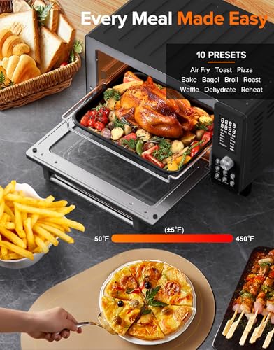 Nuwave Bravo Pro Smart Air Fryer Toaster Oven Combo, Airfryer Convection Oven Countertop, 10-in-1 Functions with Quicker & Even Crisp Technology, 1800W, 50-450°F, PFAS-Free, 21QT, Black - My Kitchen Products