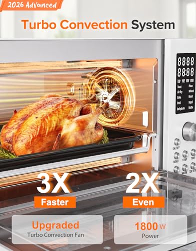 Nuwave Bravo Pro Smart Air Fryer Toaster Oven Combo, Airfryer Convection Oven Countertop, 10-in-1 Functions with Quicker & Even Crisp Technology, 1800W, 50-450°F, PFAS-Free, 21QT, Vanilla Cream - My Kitchen Products