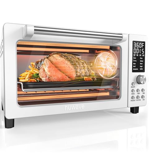 Nuwave Bravo Pro Smart Air Fryer Toaster Oven Combo, Airfryer Convection Oven Countertop, 10-in-1 Functions with Quicker & Even Crisp Technology, 1800W, 50-450°F, PFAS-Free, 21QT, Vanilla Cream - My Kitchen Products