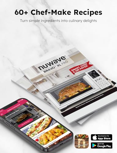 Nuwave Bravo Pro Smart Toaster Oven Countertop, True Air Fryer Combo w/Improved 100% Convection, 35% Crispier, 112 Presets, Customizable Pizza Zones, Integrated Probe, PFAS Free, 30QT, Stainless Steel - My Kitchen Products