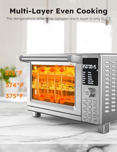 Nuwave Bravo Pro Smart Toaster Oven Countertop, True Air Fryer Combo w/Improved 100% Convection, 35% Crispier, 112 Presets, Customizable Pizza Zones, Integrated Probe, PFAS Free, 30QT, Stainless Steel - My Kitchen Products