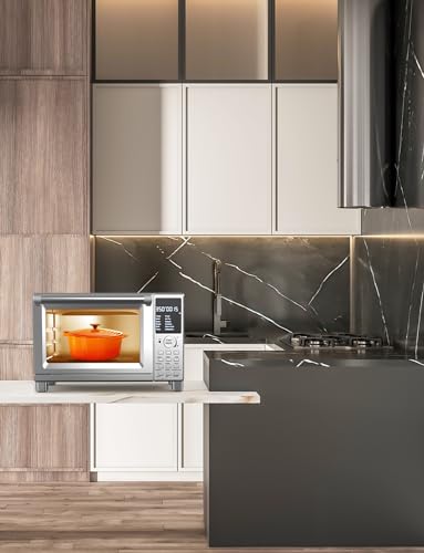 Nuwave Bravo Pro Smart Toaster Oven Countertop, True Air Fryer Combo w/Improved 100% Convection, 35% Crispier, 112 Presets, Customizable Pizza Zones, Integrated Probe, PFAS Free, 30QT, Stainless Steel - My Kitchen Products