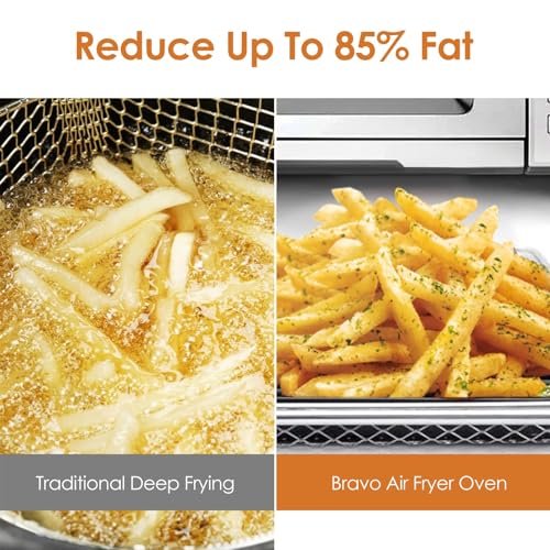 NUWAVE Bravo XL Air Fryer Convection Toaster Oven Countertop, 112-in-1 Smart Grill Combo with Original Flavors & Marks, Adjustable Heating Zones for Pizza, Roast, Bake, 50-500°F, Stainless Steel, 30QT - My Kitchen Products