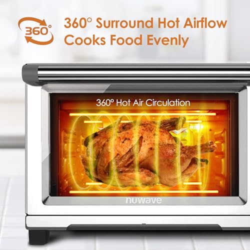 NUWAVE Bravo XL Air Fryer Convection Toaster Oven Countertop, 112-in-1 Smart Grill Combo with Original Flavors & Marks, Adjustable Heating Zones for Pizza, Roast, Bake, 50-500°F, Stainless Steel, 30QT - My Kitchen Products