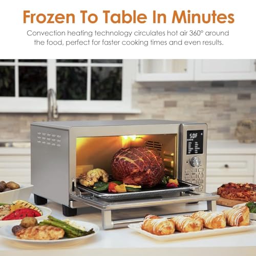 NUWAVE Bravo XL Air Fryer Convection Toaster Oven Countertop, 112-in-1 Smart Grill Combo with Original Flavors & Marks, Adjustable Heating Zones for Pizza, Roast, Bake, 50-500°F, Stainless Steel, 30QT - My Kitchen Products