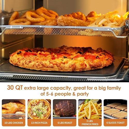 NUWAVE Bravo XL Air Fryer Convection Toaster Oven Countertop, 112-in-1 Smart Grill Combo with Original Flavors & Marks, Adjustable Heating Zones for Pizza, Roast, Bake, 50-500°F, Stainless Steel, 30QT - My Kitchen Products
