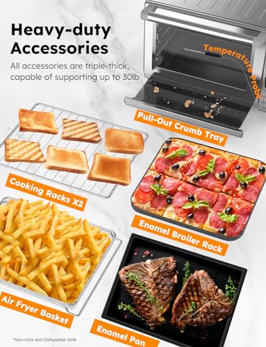 Nuwave Bravo XL Pro Air Fryer Toaster Oven, Improved 100% Super Convection, Quicker & Crispier Results, 100 Presets, Multi-Layer Even Cooking, 50-500F, Smart Probe, PFAS Free, 30QT, Stainless Steel - My Kitchen Products