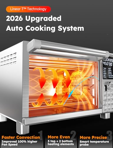 Nuwave Bravo XL Pro Air Fryer Toaster Oven, Improved 100% Super Convection, Quicker & Crispier Results, 100 Presets, Multi-Layer Even Cooking, 50-500F, Smart Probe, PFAS Free, 30QT, Stainless Steel - My Kitchen Products