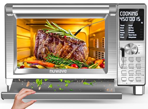 Nuwave Bravo XL Pro Air Fryer Toaster Oven, Improved 100% Super Convection, Quicker & Crispier Results, 100 Presets, Multi-Layer Even Cooking, 50-500F, Smart Probe, PFAS Free, 30QT, Stainless Steel - My Kitchen Products
