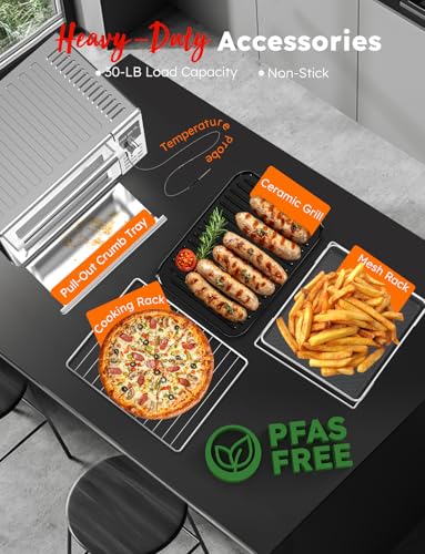 Nuwave Bravo XL Pro Air Fryer Toaster Oven with Grill Combo, 2026 New Ultra-Fast Convection System, 35% Crispier, 2X More Even, 142 Presets, 50-500F, Smarter Probe, PFAS Free, 30QT, Stainless Steel - My Kitchen Products