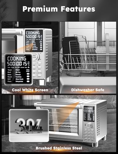 Nuwave Bravo XL Pro Air Fryer Toaster Oven with Grill Combo, 2026 New Ultra-Fast Convection System, 35% Crispier, 2X More Even, 142 Presets, 50-500F, Smarter Probe, PFAS Free, 30QT, Stainless Steel - My Kitchen Products