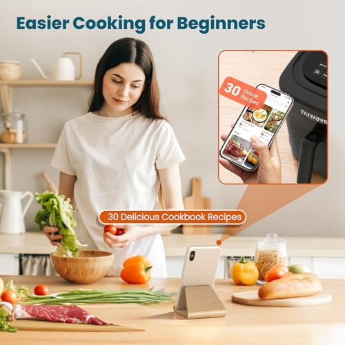 Nuwave Brio 10-in-1 Air Fryer, 6 QT Airfryer Capacity with Smart Probe, Roast Grill Bake for Fast Meals, One-Touch Digital Controls, Powerful 1800W Fryer, 100 Recipes, Removable Divider & Grill Pan - My Kitchen Products