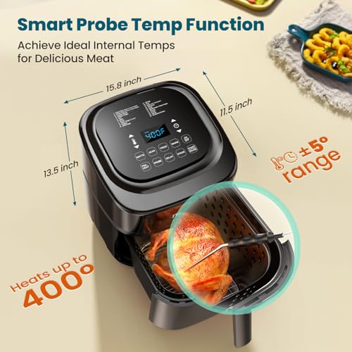 Nuwave Brio 10-in-1 Air Fryer, 6 QT Airfryer Capacity with Smart Probe, Roast Grill Bake for Fast Meals, One-Touch Digital Controls, Powerful 1800W Fryer, 100 Recipes, Removable Divider & Grill Pan - My Kitchen Products
