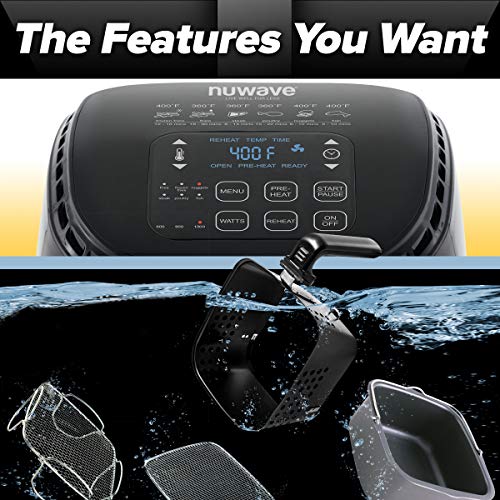NUWAVE Brio 3-Quart Digital Air Fryer One-Touch Digital Controls, 6 Easy Presets, Precise Temperature Control, Recipe Book, Wattage Control, Preheat and Reheat - My Kitchen Products