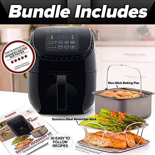 NUWAVE Brio 3-Quart Digital Air Fryer One-Touch Digital Controls, 6 Easy Presets, Precise Temperature Control, Recipe Book, Wattage Control, Preheat and Reheat - My Kitchen Products