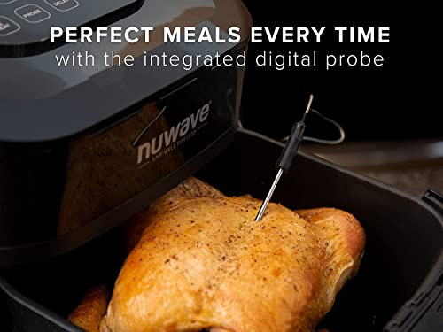 Nuwave Brio 6-Quart Healthy Digital Smart Air Fryer with Probe One-Touch Digital Controls, Advanced Cooking Functions, Removable Divider Insert & Grill Pan (NEW ACCESSORY),Black - My Kitchen Products
